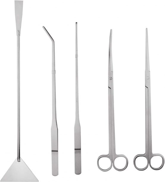 Stainless Steel Aquarium Aquascaping Kit Aquarium Tank Aquatic Plant Tools Sets Tweezers Scissor Spatula - 5 Tools