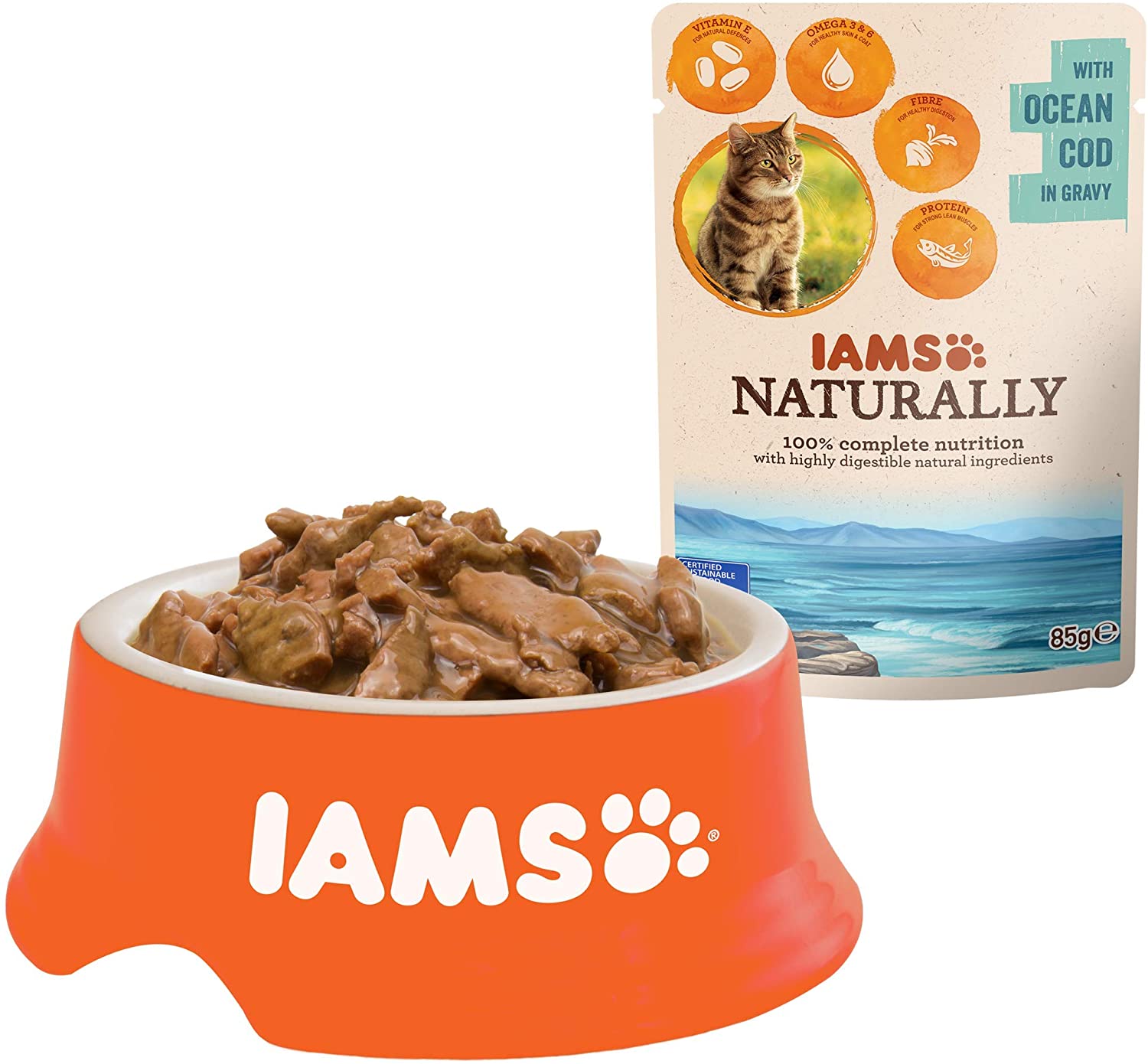 Iams Naturally Adult Cat With Ocean Cod In Gravy, 85 g, 85 g (Pack of 1) - Image 3