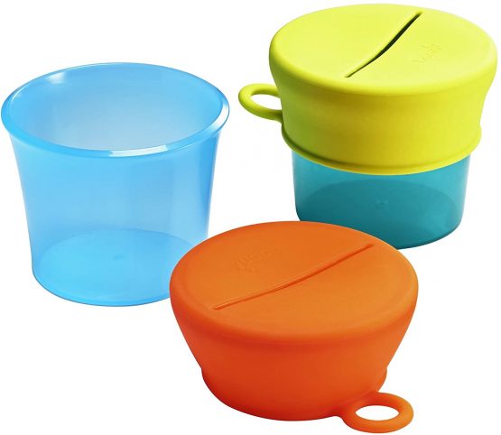 Boon SNUG Stretchy Silicone Lids and Containers Baby Food Storage Containers Ideal Baby Shower Gift for New Parents Non Spill Cups for Toddler and Baby Snacks Suitable for Babies from 9 Months+, blue - Image 2