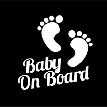 033W BABY FEET ON BOARD Funny Car Sticker Van Window Bumper Vinyl Decal, White