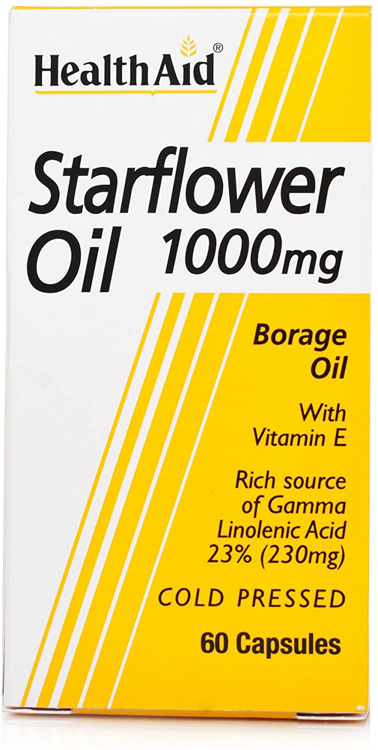 HealthAid Starflower Oil 1000mg (23% GLA) - 60 Capsules (Packing May vary), 60 count (Pack of 1)