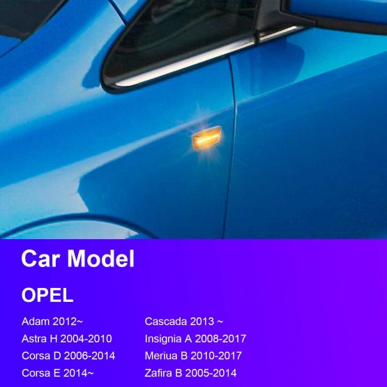 OZ-LAMPE Turn Signal Light, Dynamic Side Indicator Flowing Side Marker Repeater Smoke Compatible with V-auxhall O-pel Adam Astra H Corsa D Corsa E Insignia A Meriua B Zafira B - Image 2