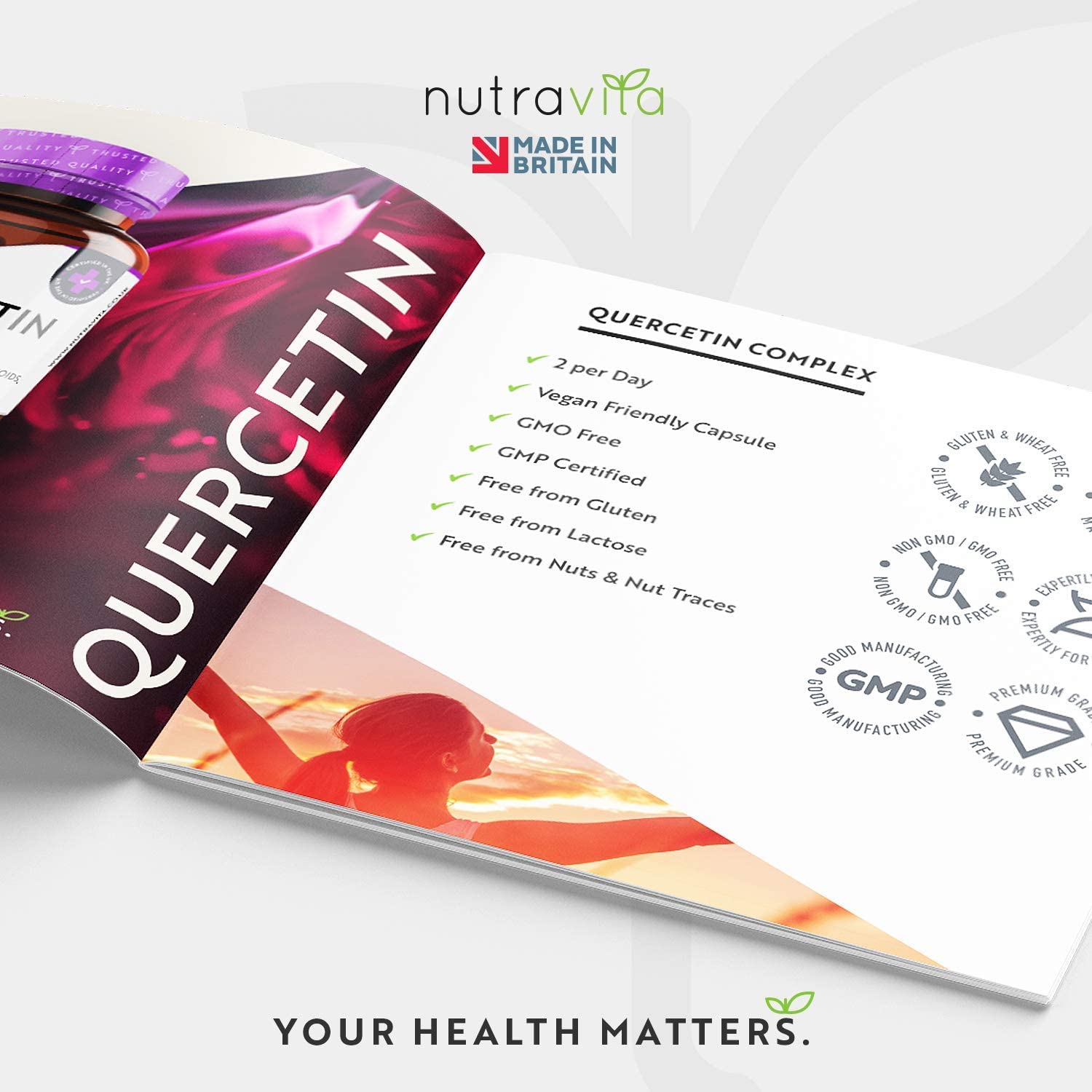 Nutravita Quercetin 500mg with Bromelain & Vitamin C, 120 Vegan Capsules, for Immune Support, Blended with Rosehip - Image 4