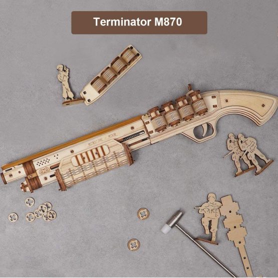 ROKR 3D Wooden Rubberband Guns, Mechanical Gun Model Kits to Build, Laser Cut Gun Model Building Kits For Teen and Adult - Image 2