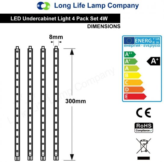 4 x 30cm Plug in LED Under Kitchen Cupboard Cabinet Strip Lights Day Light Cool White - Image 4