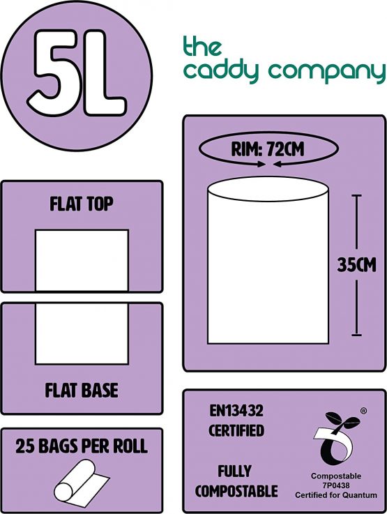 The Caddy Company Compostable Bin Liners 5 Litre, 150 Bags - Image 2