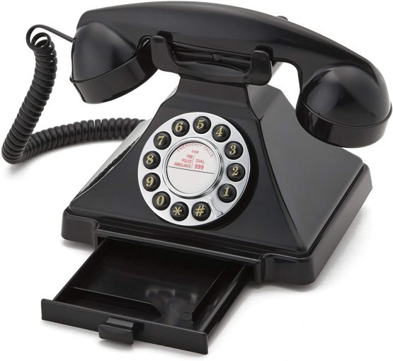 GPO Carrington Classic Retro Push-Button Phone, Rotary Phone with Pull-Out Tray, Traditional Bell RingTone, Ringer On/Off for Home, Office, Hotels- Black - Image 3