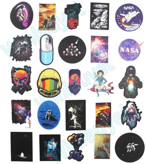 Winlauyet 50/100 pcs NASA Stickers for Laptop Space Explorer Galaxy Vinyl Decals Skateboard Luggage Car Bike Bumper Spaceman Spacecraft Universe Planet Logo Graffiti Sticker (100 pcs) - Image 4