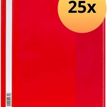 ELBA 400116341 File Folder A4 Extra Wide with Transparent Pocket in Front Cover Plastic for DIN A4 Sheets Red Pack of 25