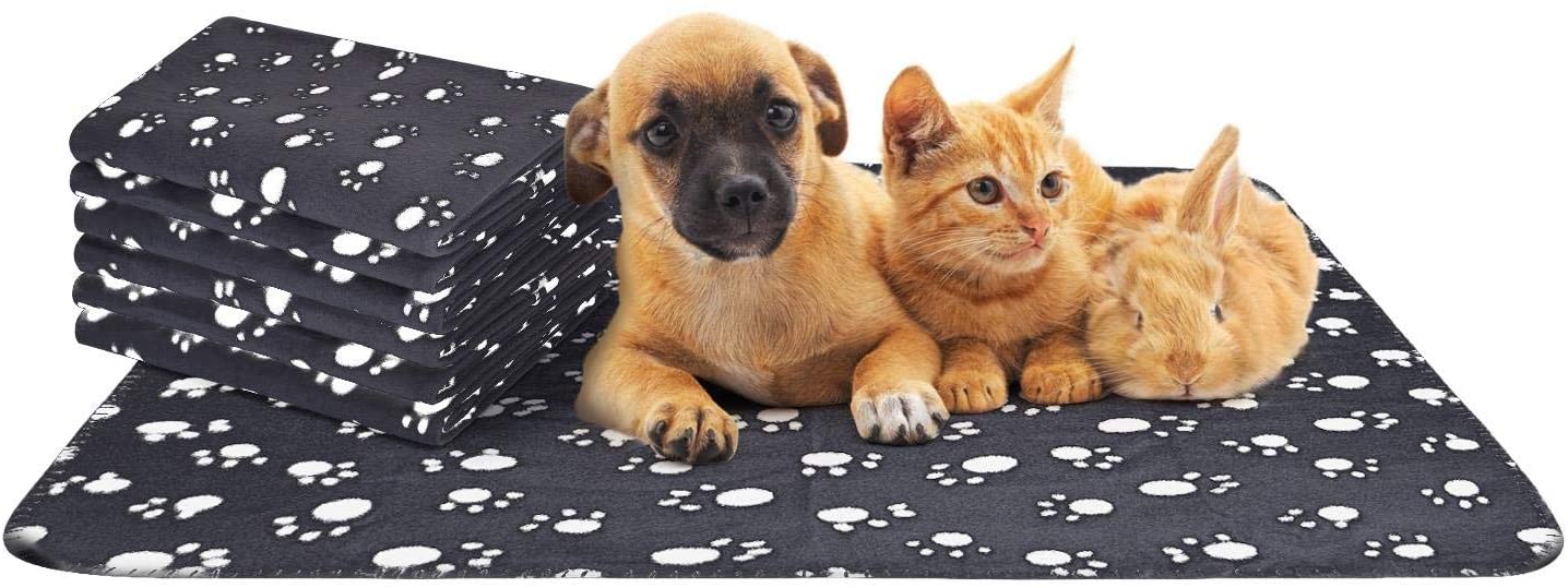 Nobleza - 6 x Dog Blanket Cat Cushion Puppy Kitten Sleep Pad Mat Pet Bed Cover Washable Warm Soft Fluffy Fleece Blankets Black75*75cm
