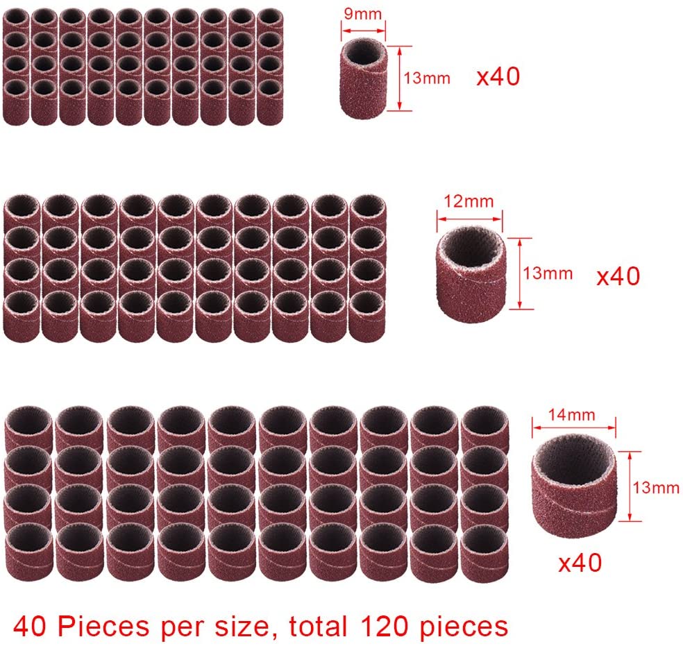AUSTOR 132 Pieces Rubber Sanding Drum with Free Box, Including 120 Sanding Bands and 12 Drum Chuck for Dremel Rotary Tools - Image 4