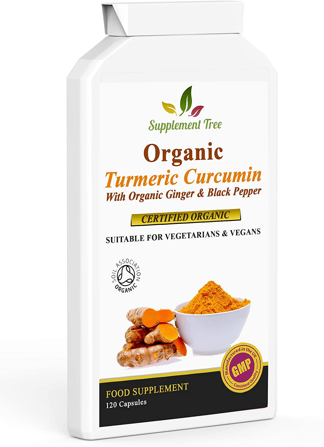 Organic Turmeric Curcumin with Organic Ginger & Black Pepper 120 Capsules, 120 count (Pack of 1)