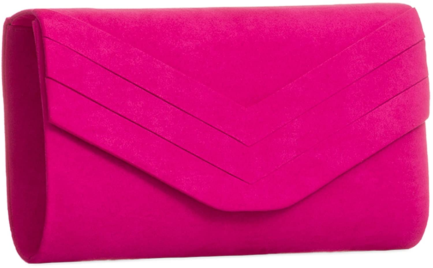 fi9 Women's Stylish Suede Envelop Style Bridal Wedding Evening Clutch Party Purse Hand Bag (Fuchsia Pink) - Image 2