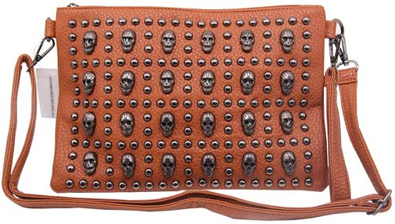 Chikencall® Women Classic Gothic Skull Rivet Clutch Purses Punk style Studded Shoulder Cross-Body Bag