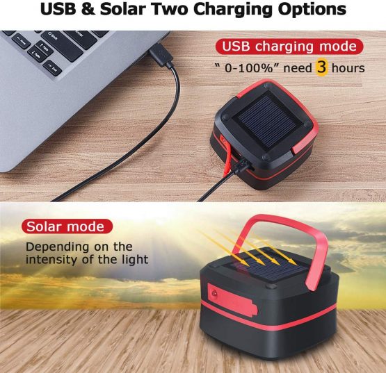 Camping Lantern, GlobaLink LED Rechargeable Camping Light, Solar/USB Powered Collapsible Tent Light with First-Aid Whistle, Camping Lamp for Outdoor Hiking Tent Garden, Emergency Charger for Phone - Image 4