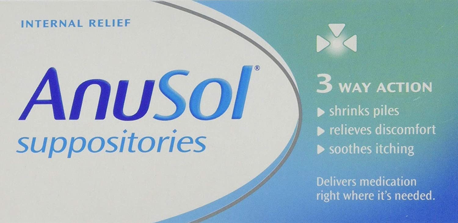 Anusol, Suppositories Treatment for Haemorrhoids Shrinks Piles Relieves Discomfort and Soothes Itching, 12 Suppositories