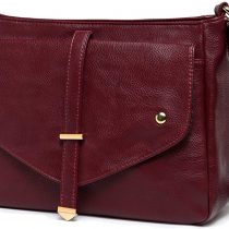 Cross Body Bag for Women, Vaschy Soft Vegan Leather Shoulder Bag Fashion Ladies Handbag Multi-Pockets Purse (Burgundy)