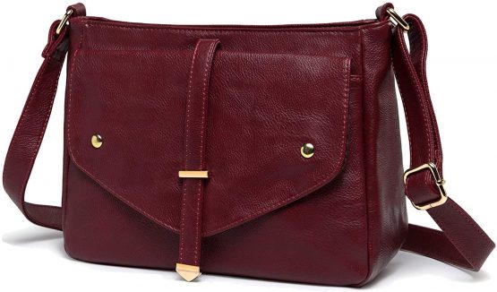 Cross Body Bag for Women, Vaschy Soft Vegan Leather Shoulder Bag Fashion Ladies Handbag Multi-Pockets Purse (Burgundy)