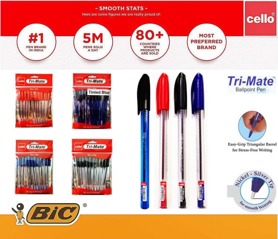 Cristal Cello Original Ballpoint Pens Medium Point (Red, Pack of 10) - Image 2