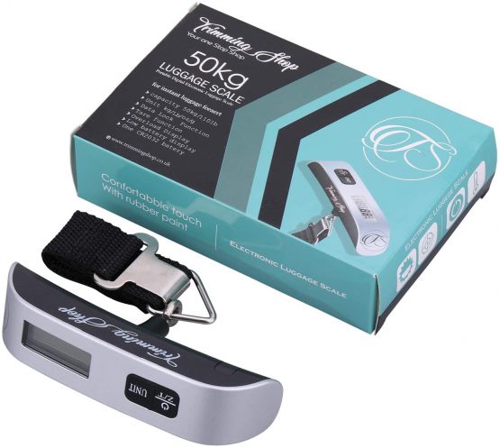 Trimming Shop Luggage Scale Digital Luggage Scale Portable Digital Scale 110Pound/50kg Electric Suitcase Scale Hanging Luggage Weighing Scale LED Tare Function Strong Strap Travel Backpack Black Silver - Image 2
