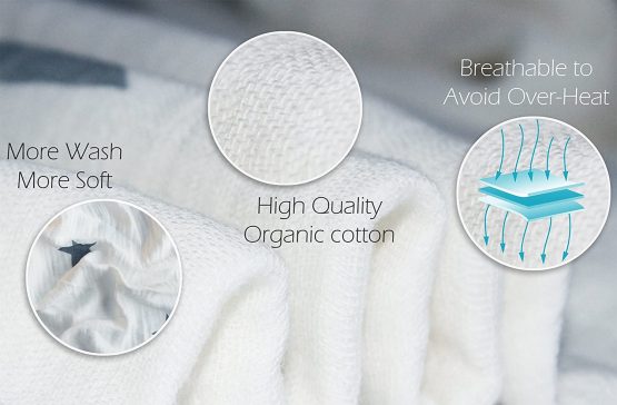 6 in 1 Cute Boys & Girls Unisex 100% Cotton Baby Muslin Swaddle Blanket Set Newborn Essentials (3 x Bandana Bibs, 2 x Muslin Squares Swaddle, 1 x Sleeping Bag 0 6 Month) - Image 2
