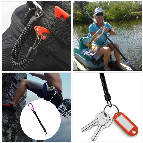 SwirlColor Stretchy Keyring 9PCS, Spiral Keychain Elastic Convenient Multifunctional Retractable Carabiner Plastic Lanyard for Keys Phone Backpack Small Devices Hiking Climbing Cycling Fishing - Image 2