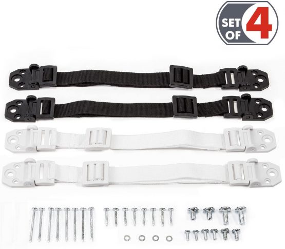Tatkraft Protect Heavy Duty TV Safety Strap, Anti-Tip TV & Furniture Strap, VESA Mounting Standard for Modern TVs, 4 Pieces, White & Black - Image 4