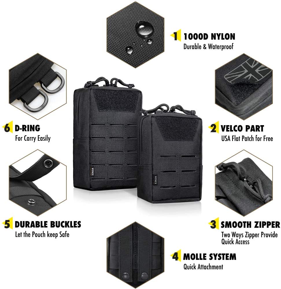 2-Pack Tactical MOLLE Pouches - Laser Cut EDC Utility Bags With Canada Flag Patch