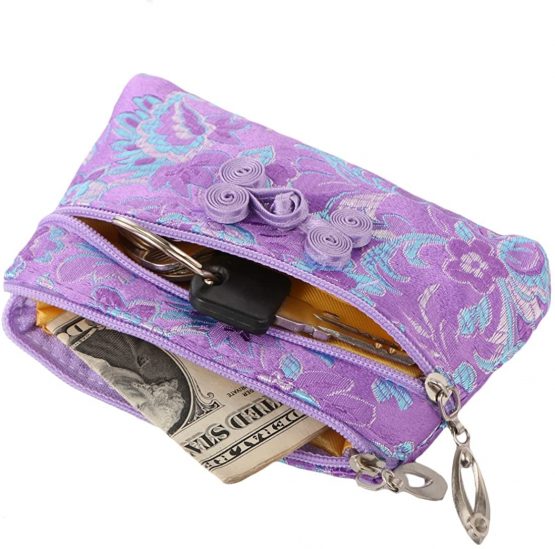 kilofly 4pc Chinese Silk Brocade 2 Zipper Purse Jewelry Pouch Bag Value Set - Image 2