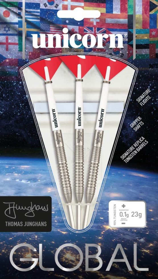 Unicorn Darts Thomas Junghans Global 90 Percent Tungsten Steel Tip Dart, Red/White, 23 g - Image 2