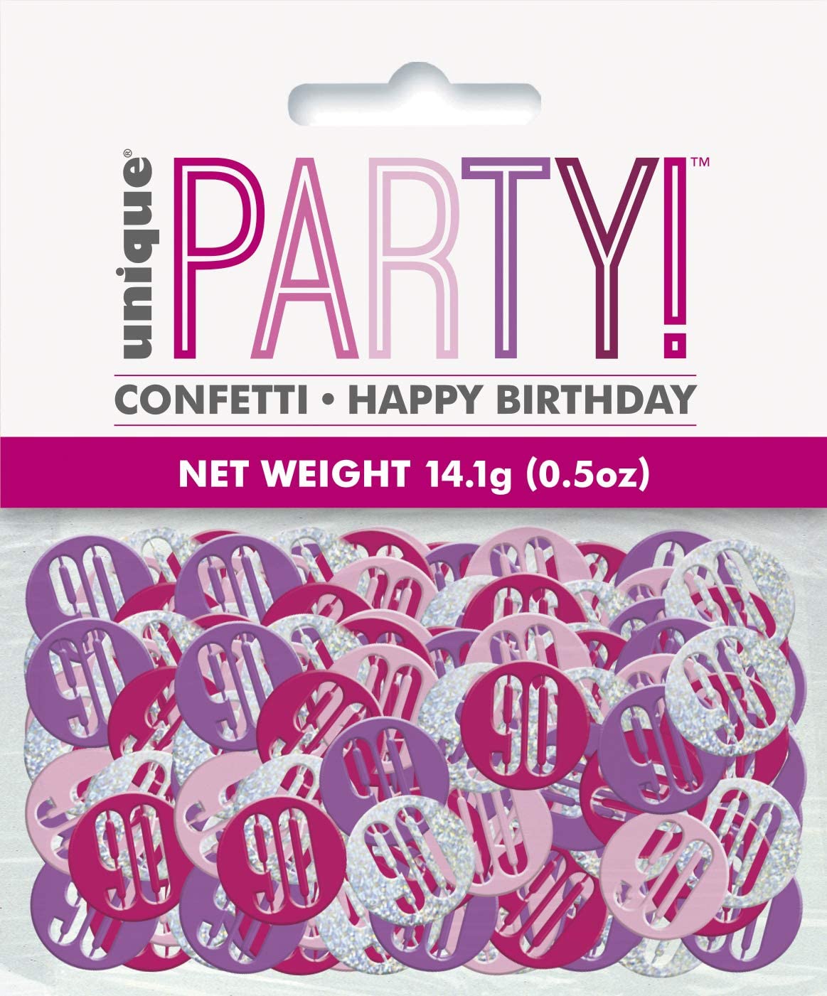 Unique 83858 Pink Number Age 90 Cutout Confetti-5 oz 1 Pack, Age