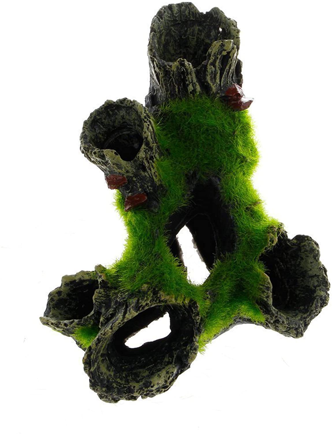 HPiano Resin Aquarium Tree Decoration Artificial Driftwood for Fish Tank Aquarium Rock Cave Decoration with Green Grass for Fish Shrimp Hiding Aquarium Ornament Pet Supplies - Image 2