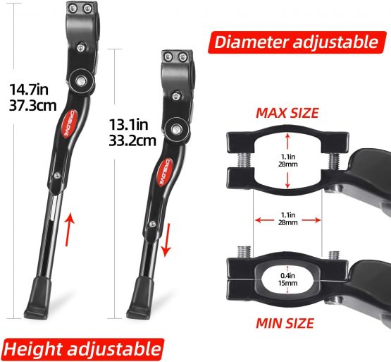 Crislove Bike Kickstand, Height Adjustable Bike Stand, Suitable for Mountain Bike, Road Bike, Kids Bike, Foldable Bike, Compatible for Bicycle With Wheel Diameter of 24-28 Inches - Image 3