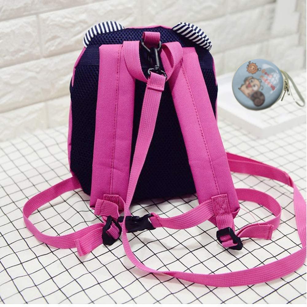MCUILEE Cute Bear Children Toddler Backpack Book Bags Baby Harness bag with Safety Harnesses Reins Belt for Kids Girls and Boys,Rose Red - Image 4