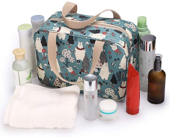 IGNPION Woman Large Travel Toiletry Bag Waterproof Wash Bag Make up Organizer Bag Cosmetic Bag Swimming Gym Bag (Forest Bear) - Image 4