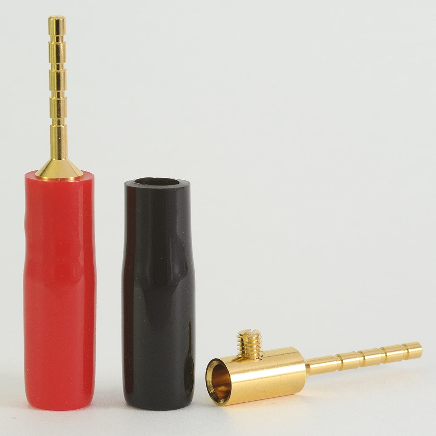 4 Speaker Pin Connectors - Gold Plated 2mm Banana Plugs with Screw Cable Terminal PINCON01, Gold,Red,Black, 2 mm - Image 3