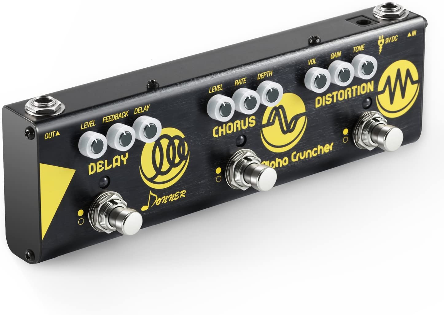 Donner Multi Guitar Effect Pedal Alpha Cruncher 3 Type Effects Delay Chorus Distortion Pedal with Adapter