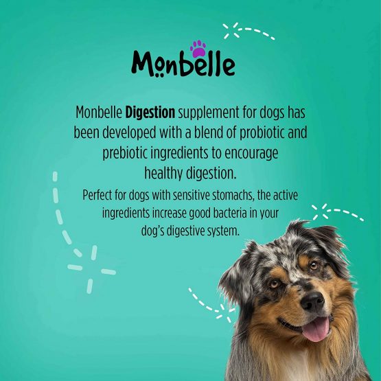 Monbelle Dog Digestive Health Supplements - Helps Digestive Disorders, Diarrhoea and Loose Stools in Dogs All Ages & Breed - Keeps Canine Solid Stools Vet Endorsed - 60 Tablets UK Manufactured - Image 3