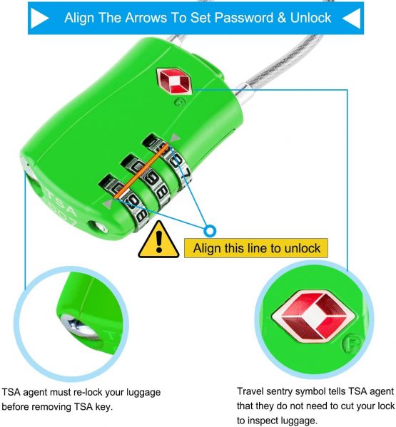 TSA Luggage Locks, [Newest Version][2 Packs] Diyife 3-Digit Security Padlock, Combination Padlocks, Code Lock for Travel Suitcases Luggage Bag Case etc.(Green) - Image 2