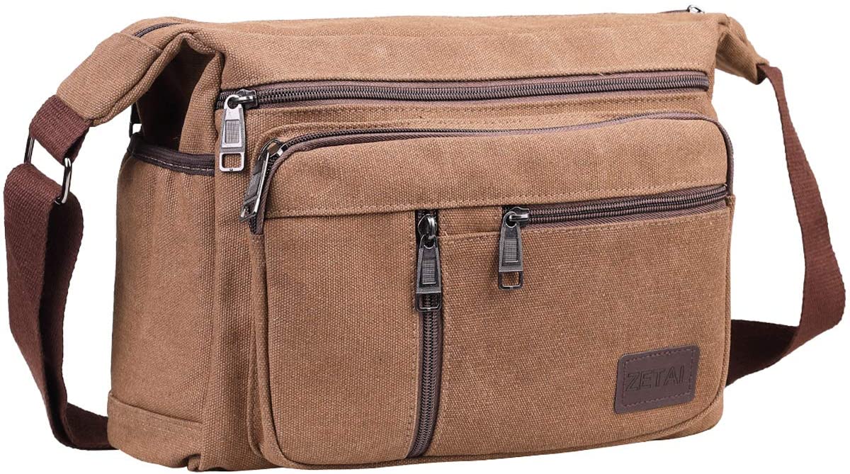 BOMKEE Messenger Bags for Men Shoulder Bags Water Resistant Canvas Crossbody Bag