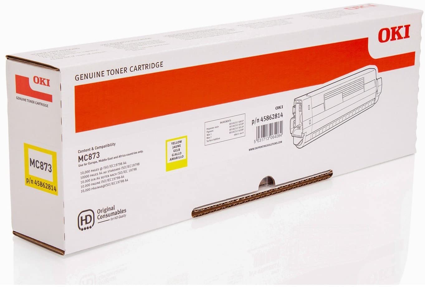 OKI 45862814 Yellow Toner for MC873 Printer - 10000 Pages - (Consumables > Ink and Toner Cartridges) - Image 2