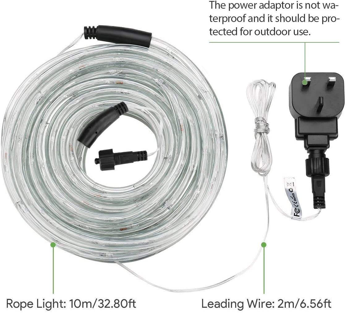 Lepro Outdoor Rope Lights Mains Powered, Connectable, 10m/33ft 240 LED Outdoor Garden Lights Plug in, Bright Cool White - Image 3