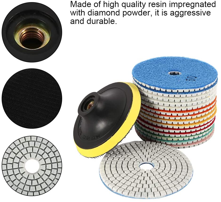 15pcs Diamond Polishing Pads Kit 4 inch 100mm Wet/Dry for Granite Stone Concrete Marble Polishing Use Grinding Discs Set for Granite Marble Concrete Stone Buffing Polishing - Image 4