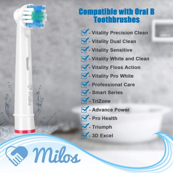Oral B Compatible Electric Toothbrush Heads - Milos for Braun Oral B Toothbrush Head Replacement 16 Pack - Image 2