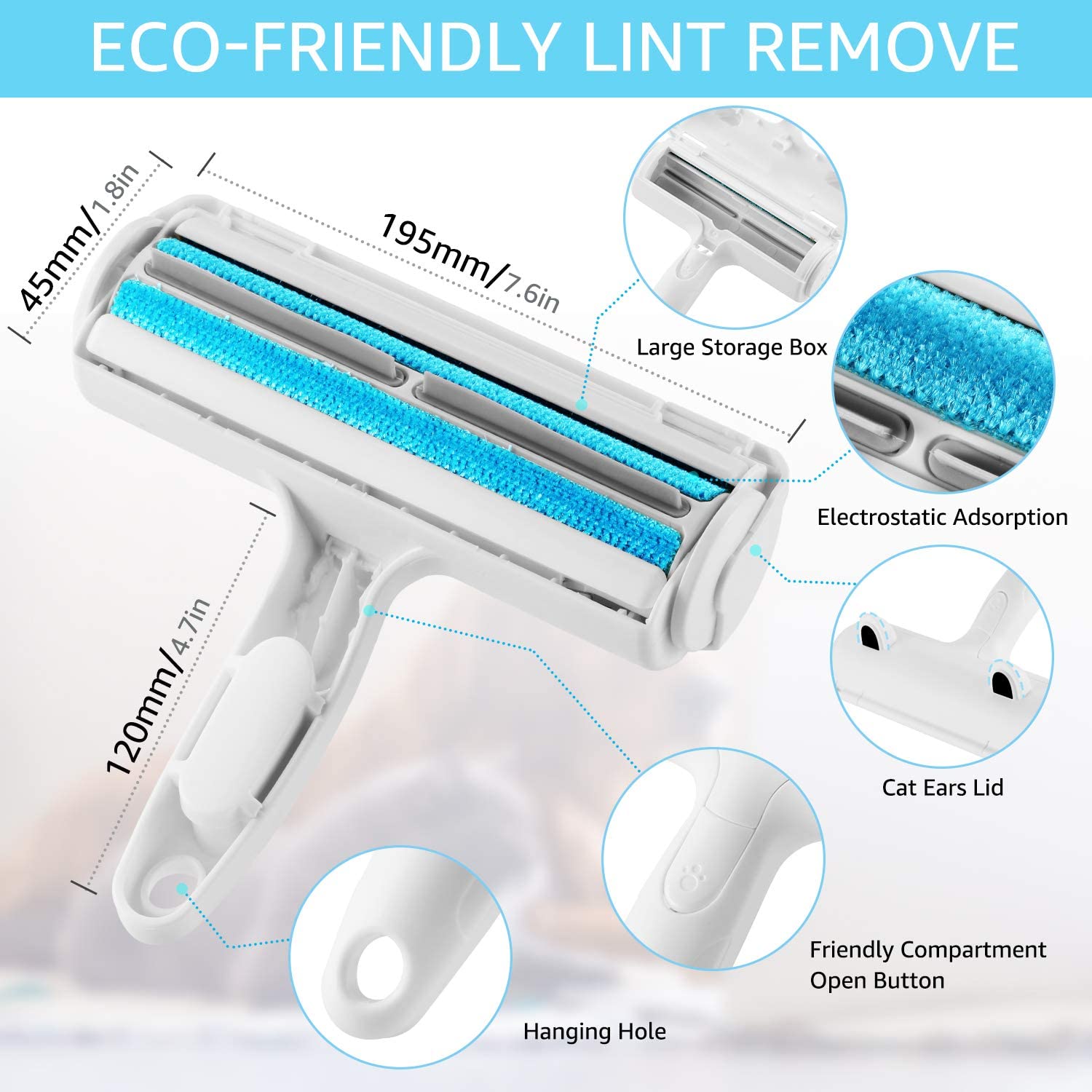 ACE2ACE Pet Hair Remover Roller, Reusable Animal Hair Removal Brush for