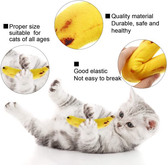 Gejoy 2 Packs Catnip Cat Toys Banana Catnip Cat Toys Catnip Filled Banana Toy for Cat Playing Teeth Grinding Chew Toys - Image 3