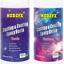 Epoxy Resin 250ml/274g Kit - 1:1 Ratio Crystal Clear Resin Coating for Wood, Bar, Table, Jewelry Making, Craft Decoration, bonus 2 pieces sticks, 2 pair gloves
