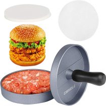 GWHOLE Non Stick Burger Press + 100 Wax Discs, Ideal for BBQ