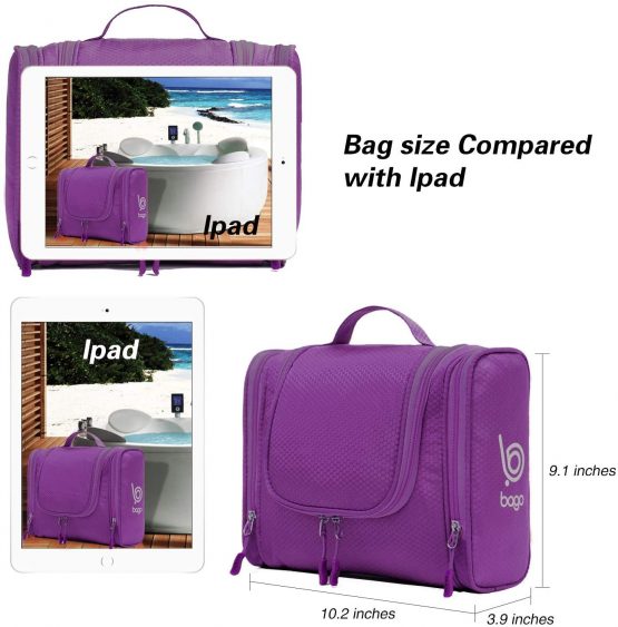 Bago Travel Toiletry Bag for Men Women and Kids. A Perfect Hanging Cosmetic Pouch/Toiletries Organiser for Home/Overnight Make Up Kit (Blue) - Image 4