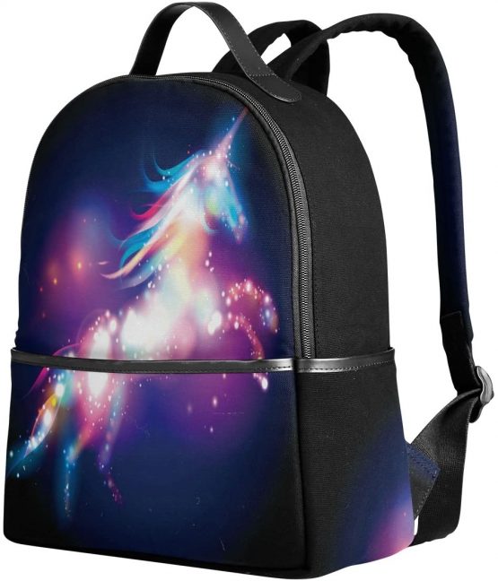 School Bag, Rainbow Unicorn Personalised Print Backpack Book Bookbag Travel Casual Rucksack Sports Daypack Leather Polyester Material Large Capacity with Zipper for Teenagers Girls Boys Kids Children - Image 2